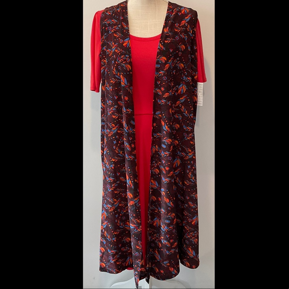 Lularoe Joy Long Vest Feather Pattern - NWT